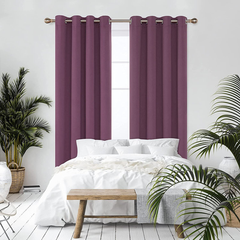 Blackout French Door Curtain Pair, 117 W x 214 D cm, Purple