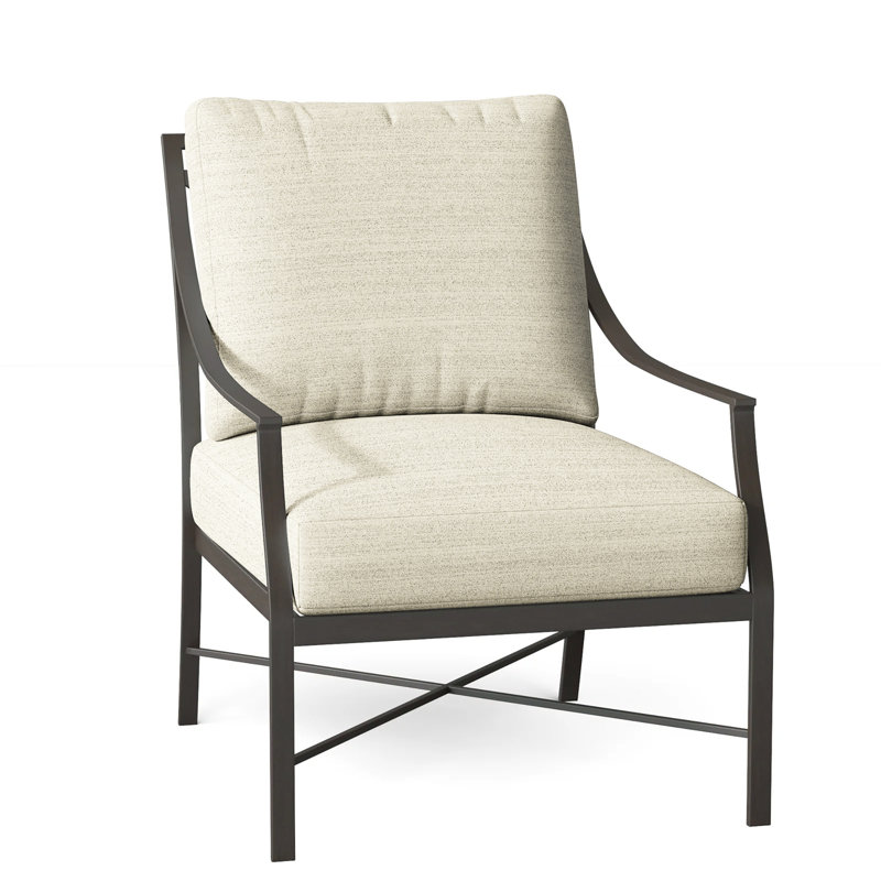 Monaco Arm Chair with Cushions, Dove Sunbrella® Linen, No Welt, Slate Gray