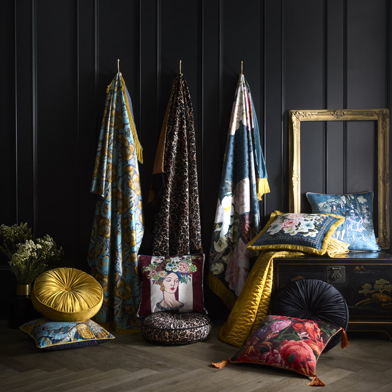 Laurence Llewelyn-Bowen Round Pleat Round Cushion Ochre