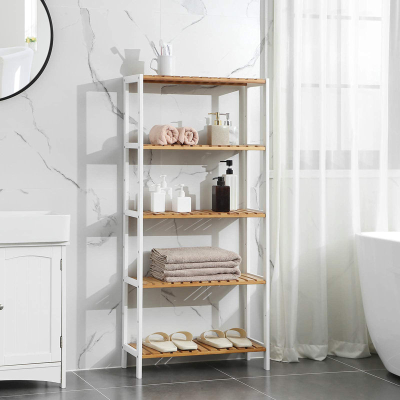 Adellynn Freestanding Bathroom Shelves, Natural/White