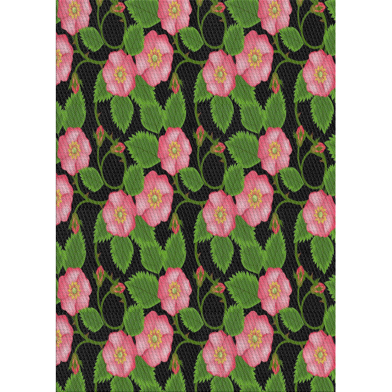Tapis jaune/vert à motifs, Rectangle 2 pi x 4 pi