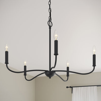 Ilia 5-Light Matte Black Chandelier