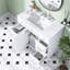 36 pouces Meuble-lavabo blanc avec lavabo en céramique | Structure en bois massif | Portes à fermeture en douceur | Tablettes réglables | 3 tiroirs | Comprend un tiroir à double profondeur pour le rangement du sèche-cheveux-574153222