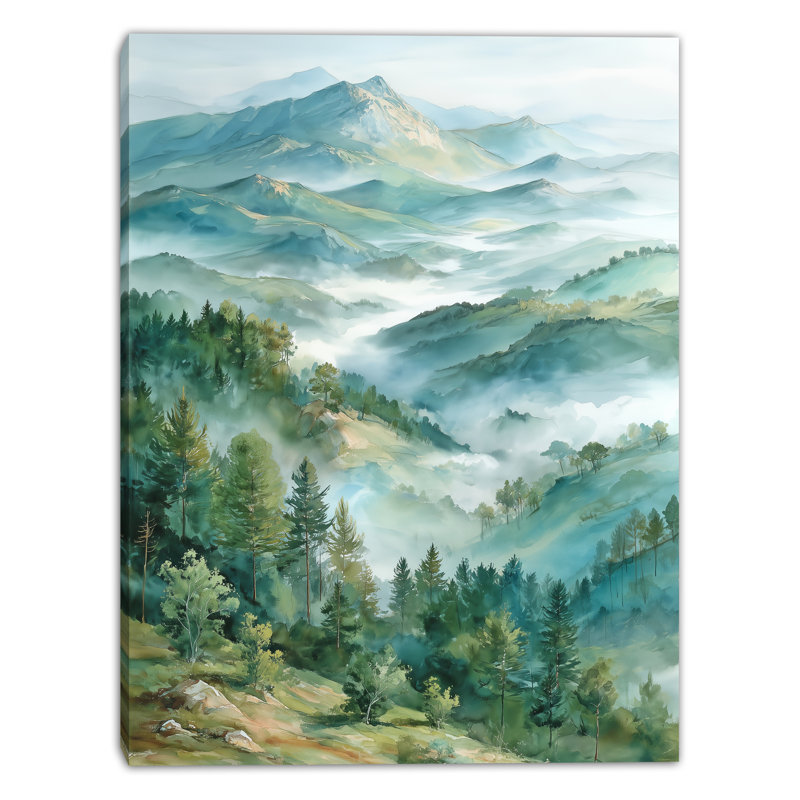 Misty Mountain Ranges Wrapped Canvas Wall Art