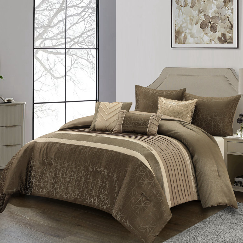 Trinity Microfiber 6 Piece Comforter Set, King Comforter + 5 Additional Pieces, Gray