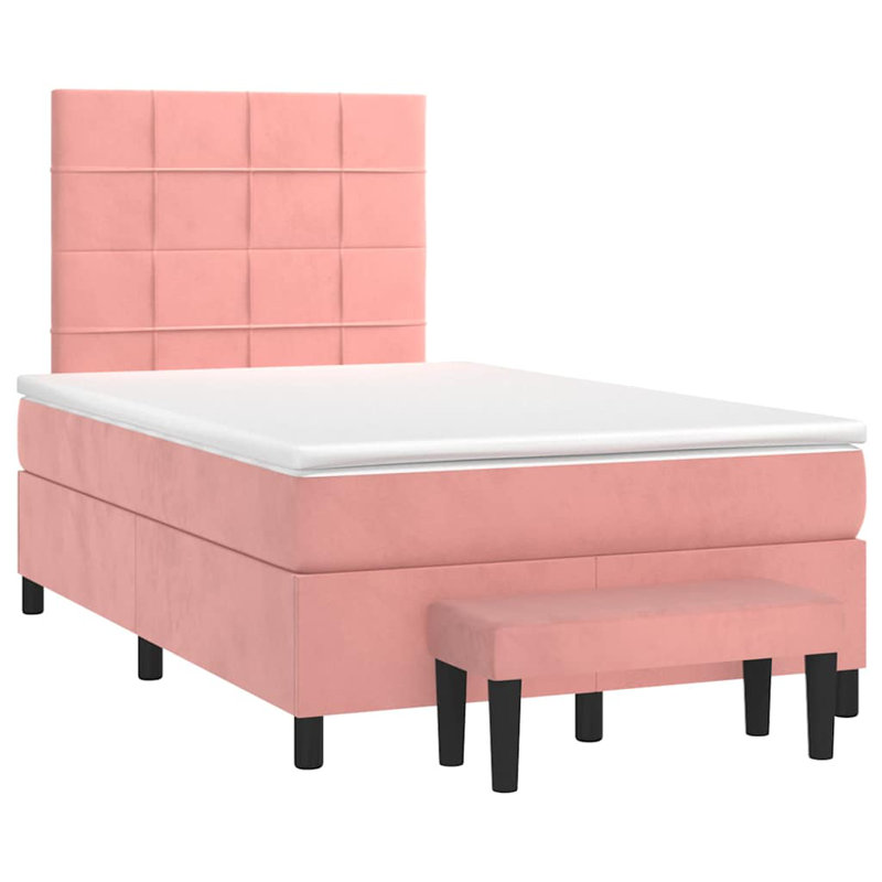  Lit sommier tapissier avec matelas rose, Rose