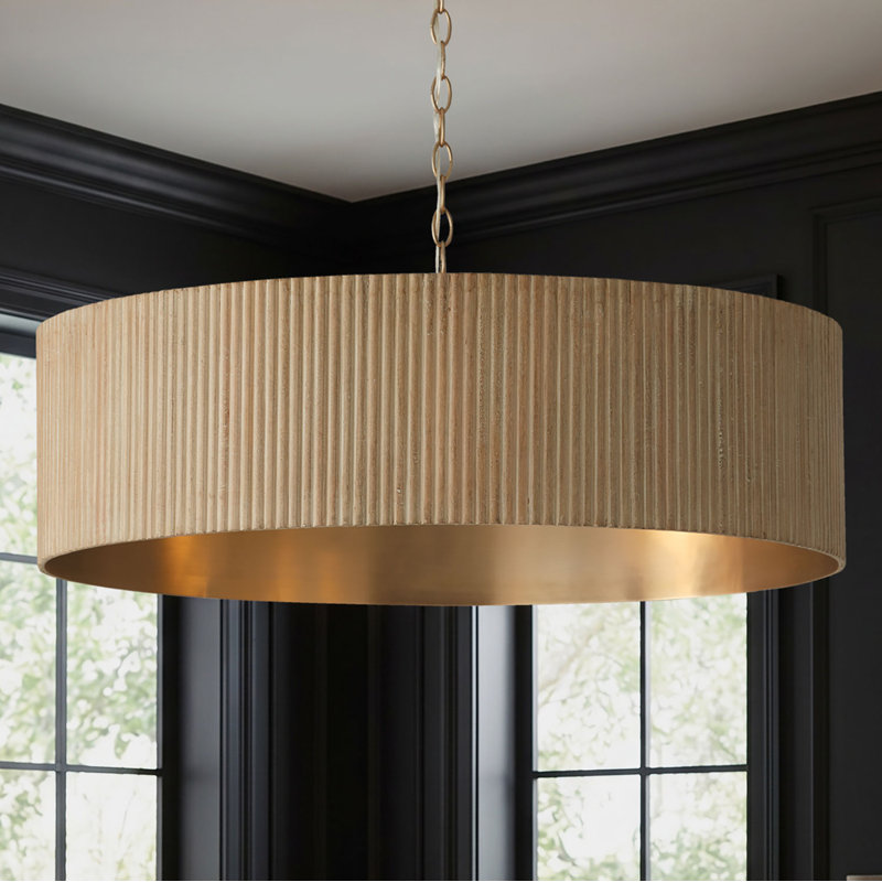 Donovan 4 - Light Dimmable Drum Chandelier, White Wash