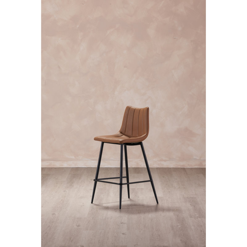 Finnigan Counter & Bar Stool, Light Brown/Faux Leather, Counter Stool (26" Seat Height)