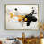 Toile avec cadre flottant or