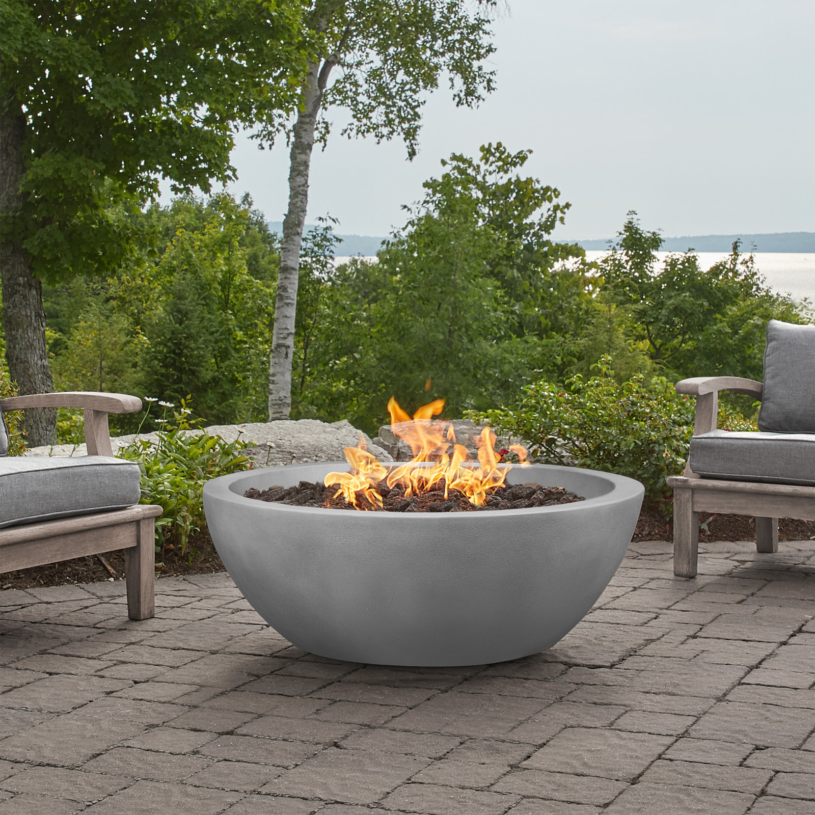 Eldora Round Fire Pit, 16" H x 42" W x 42" D, Natural Gas, Ash
