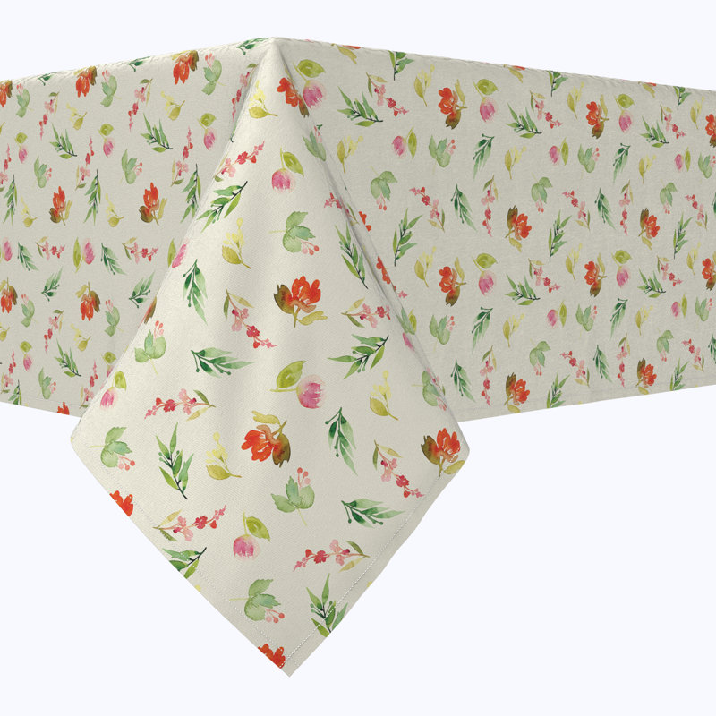 Rectangular Tablecloth, 100% Cotton, 52X104", Painted Petals, 120" L x 52" W