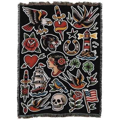 Pure Country Weavers American Traditional Flash 1 Tapestry Throw Blanket Woven from Cotton - Made in The USA (62x82)