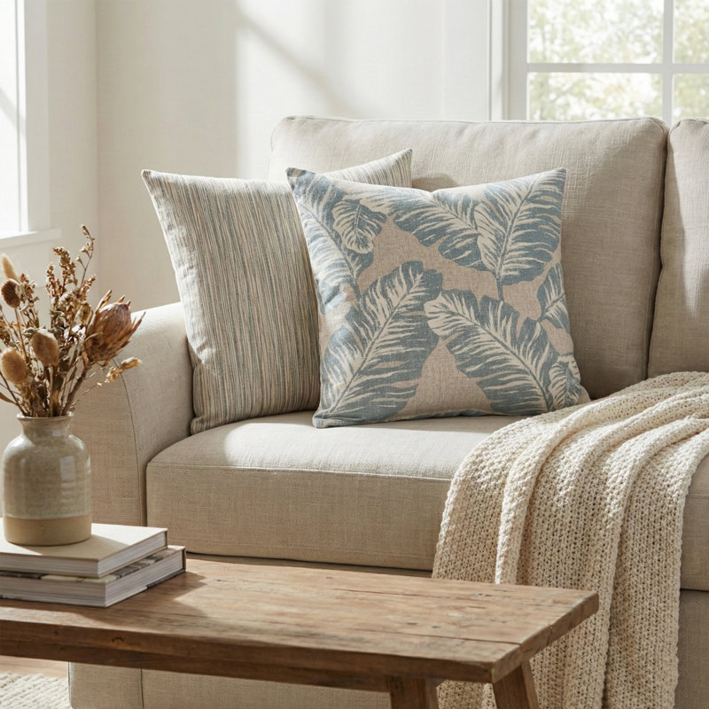 Coussin décoratif Magnolia Home Fashions, Rayures bleues, Polyester, H 16 po x l 16 po