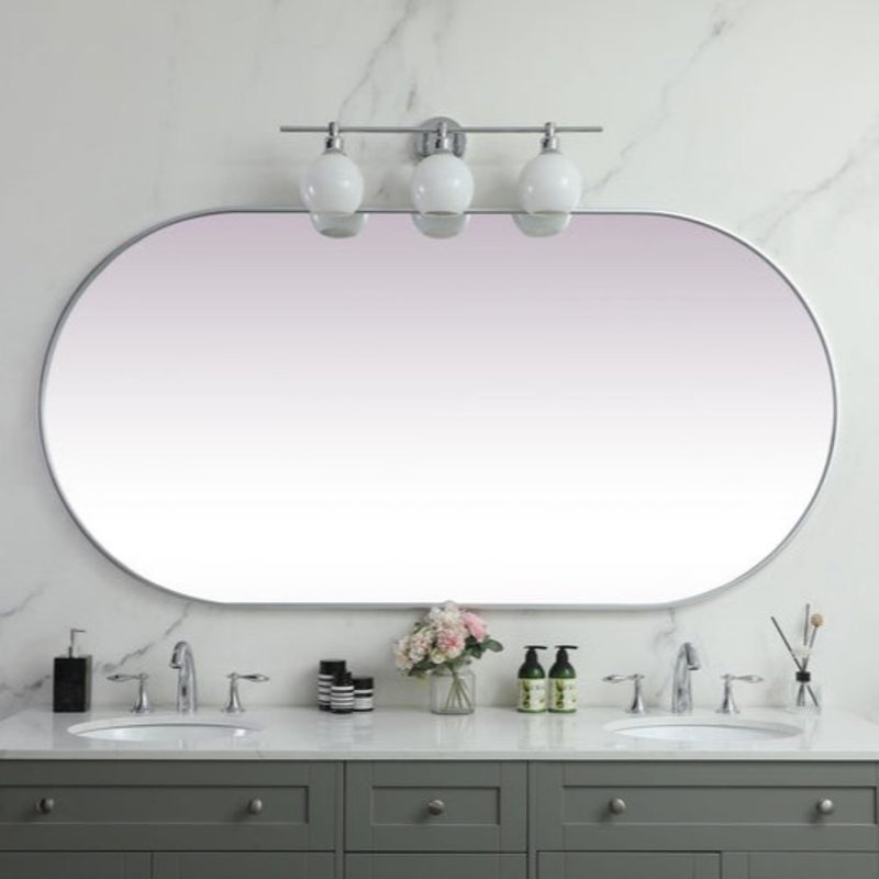 Elington Metal Oval Mirror, Silver, 72"  x 36" 