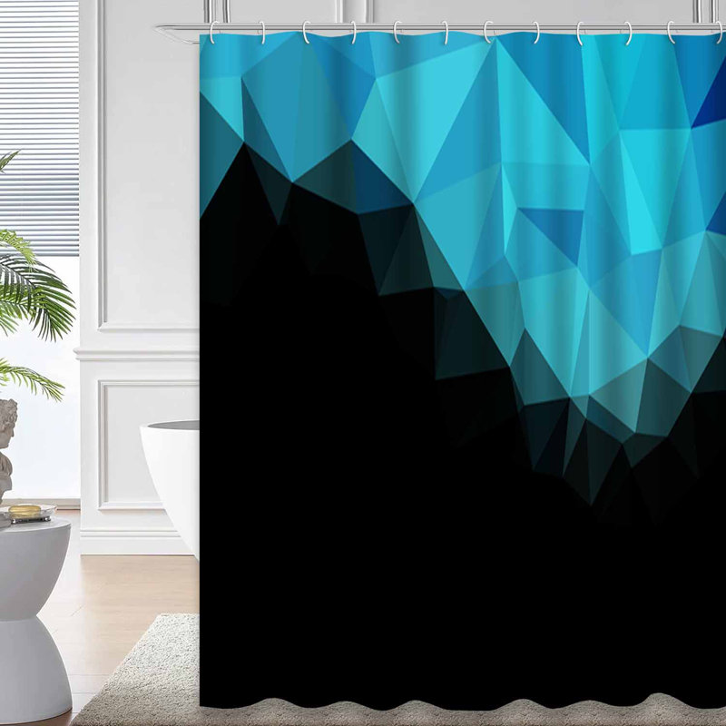 Rideau de douche hexagonal clair en mosaïque géométrique avec 12 crochets, L 72 po x l 84 po