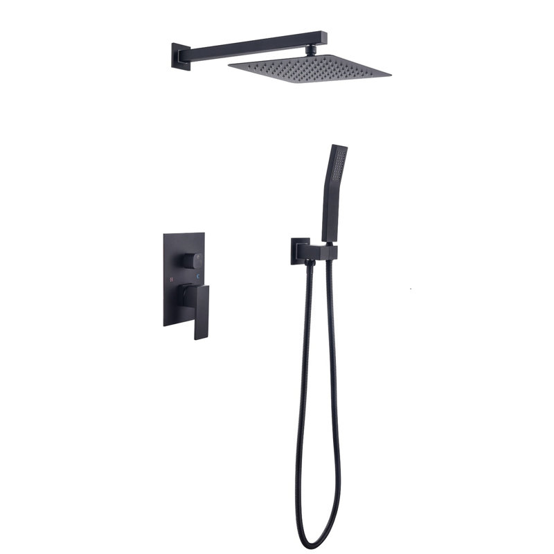 Tête de douche de salle de bain noire mat 10 pouces Luxury - Mélangeur de pluie mural avec buse autonettoyante, conforme à la norme américaine