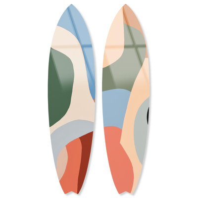 Faded Color Surfboard Set Acrylic Coastal Wall Art by Notoriart