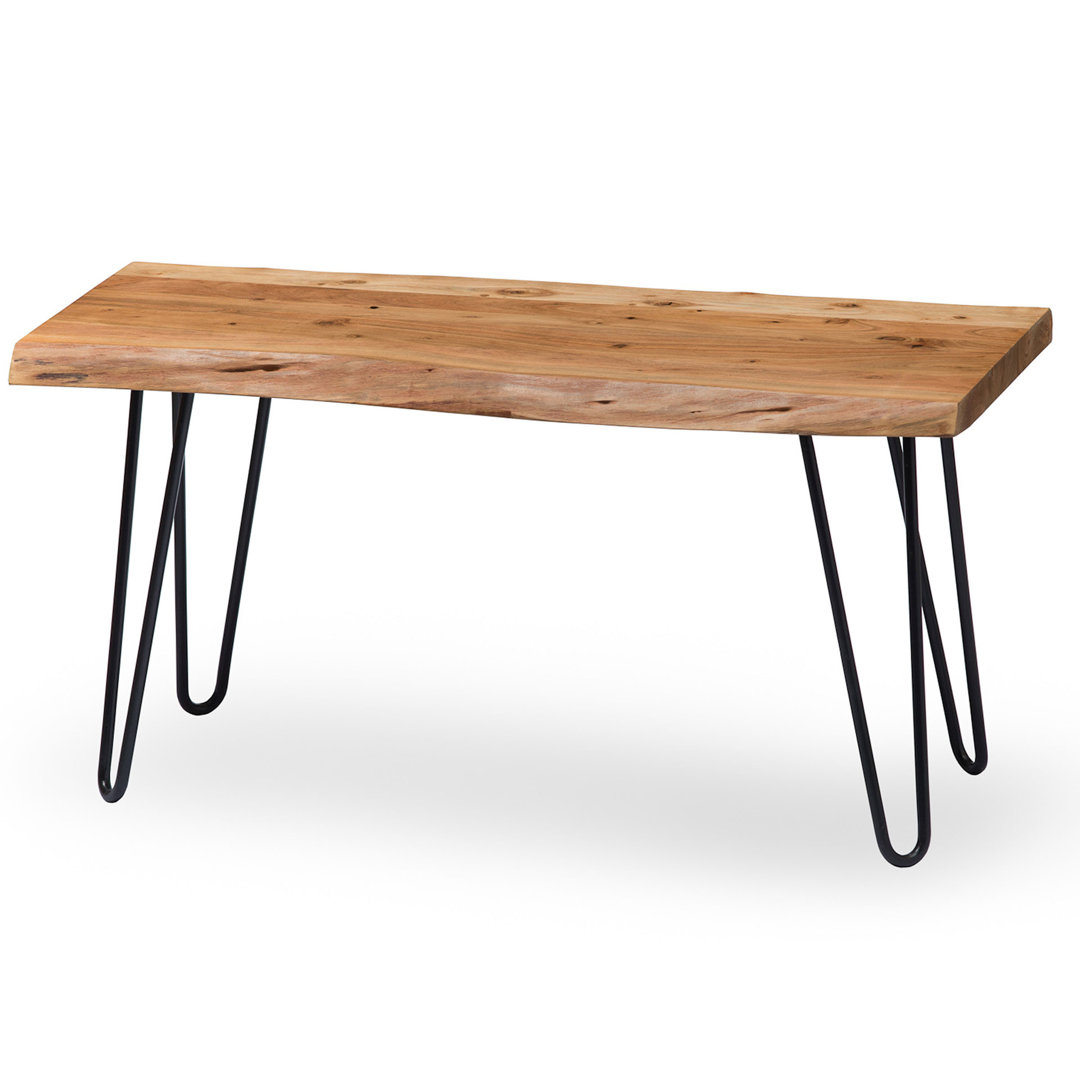 Lareese Alaterre Furniture Live Edge Wood Bench - Natural Acacia Wood Top with Metal Hairpin Legs Union Rustic 