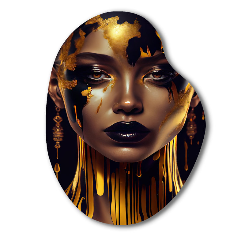 Glam, liquide, or, femme, V, forme unique, art mural en métal Glam, H 38 po x l 28 po x P 1 po