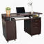 Bureau d'ordinateur complet avec rangement, chocolat