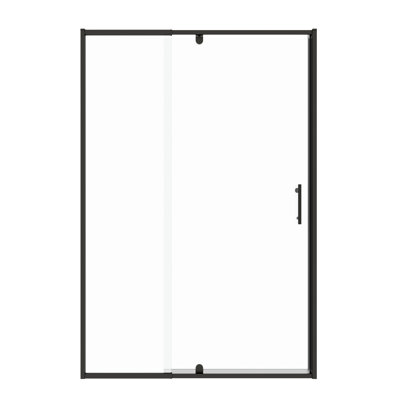 Porte de douche pivotante pivotante pour salle de bain - 44-48 "x 71", noir mat, verre trempé de 1/4 po, poignée en acier inoxydable, fermeture magnétique, bon verre de fuite H 71 po, fuite, installation facile