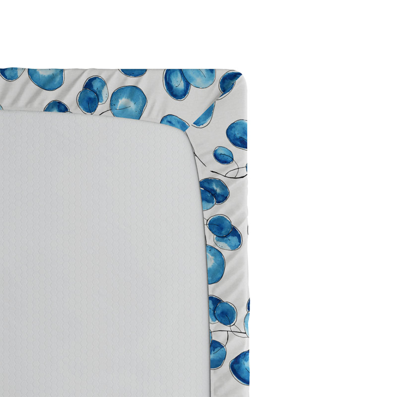 Drap-housse à motif floral Ambesonne, Drap-housse de taille très grand, Bleu azur, blanc / floral