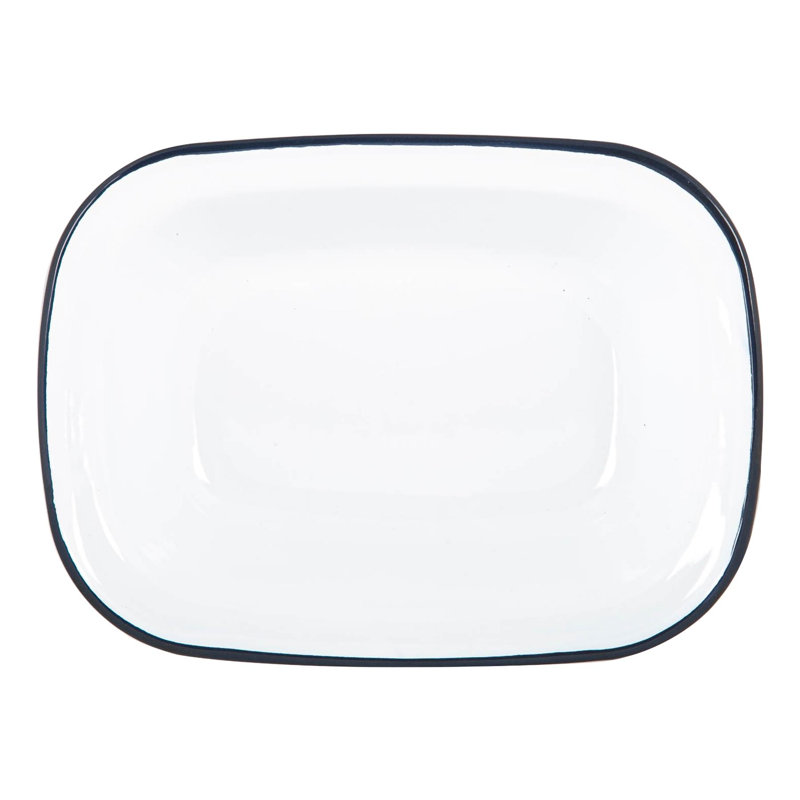 Argon Tableware Rectangle Steel Baker Bakeware, White/Black