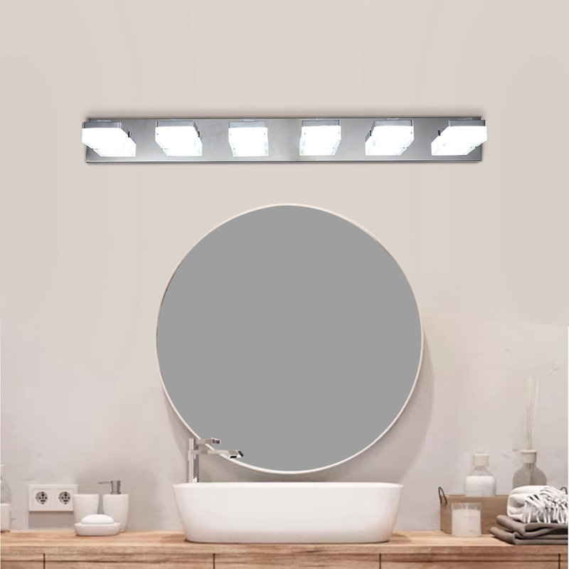 Miroir de salle de bain à 6 lumières à DEL - moderne, brouillard, brouillard de construction moderne, pour les salles de bain et les espaces de maquillage