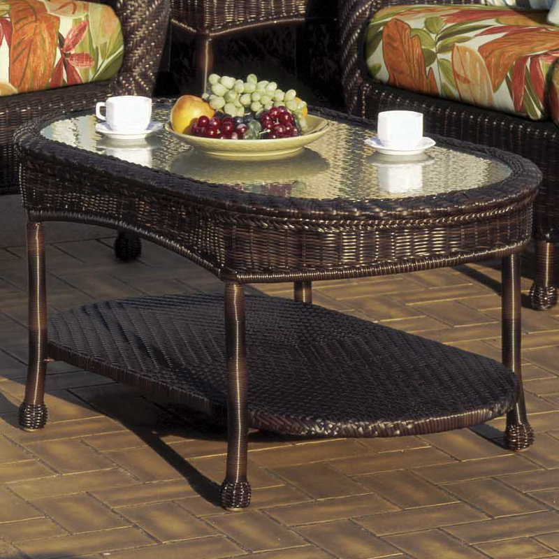 Oval Wicker Outdoor Coffee Table , 42'' in. W 24'' in. D