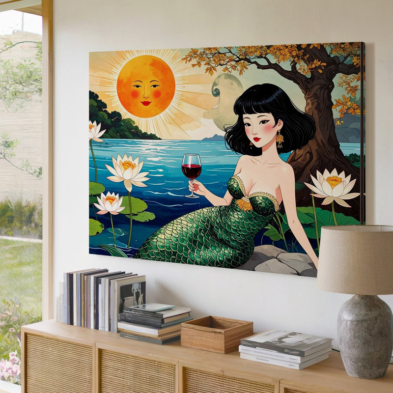 Toile, art mural Lily Pond Mermaid, H 20 po x l 30 po