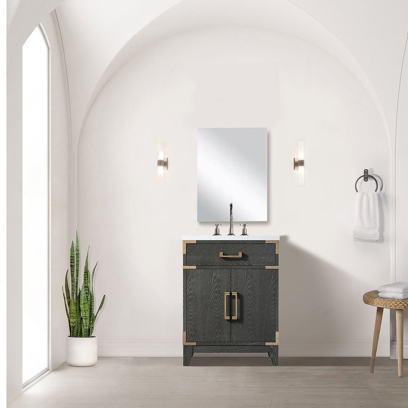 Meuble-lavabo simple 24 po X P 18 po P, comptoir en acrylique et Miroir