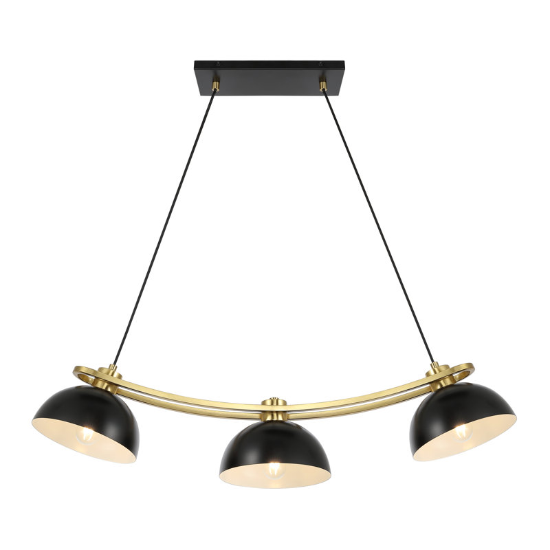 Luminaire suspendu 3 lumières, doré, Noir, Noir