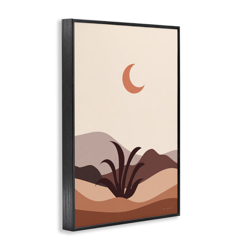 Lune au-dessus d'une scène de désert, estampe numérique par Omar Escalante, H 30 po x l 20 po, Giclée encadrée noir minuit
