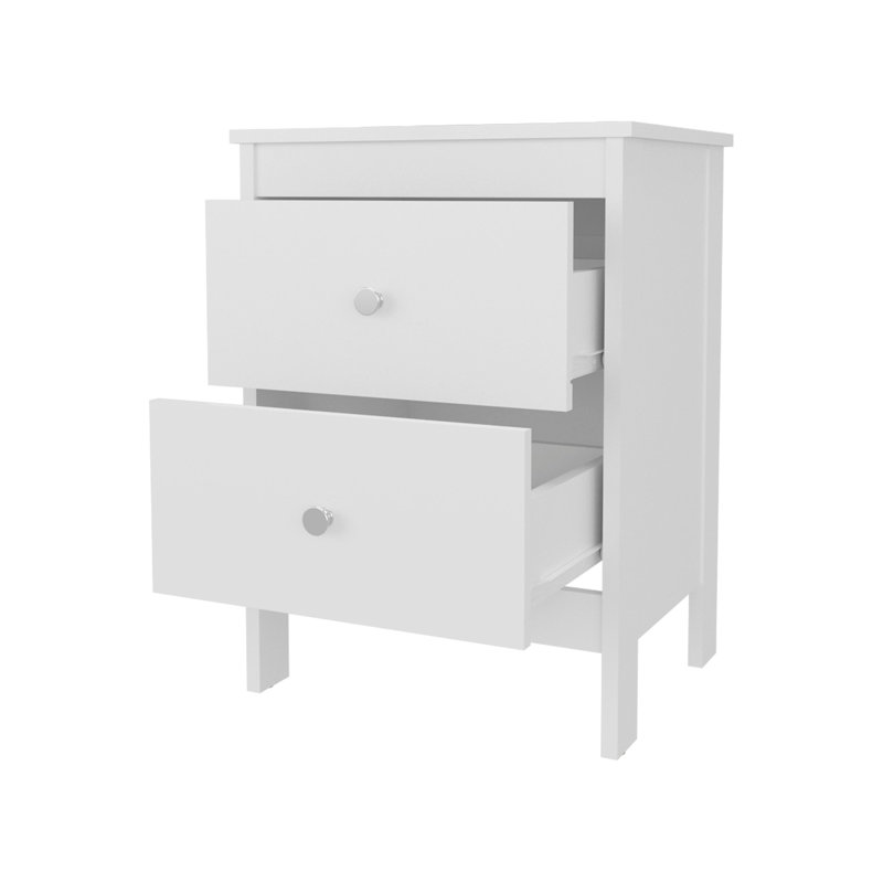 Table de chevet blanche avec 2 tiroirs