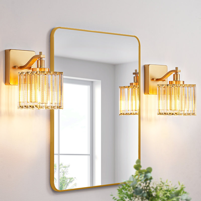  Éclairage de meuble-lavabo à intensité variable avec abat-jour en cristal (ensemble de 2)