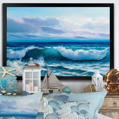 " Beautiful Ocean Sunset And Waves III " by Designart