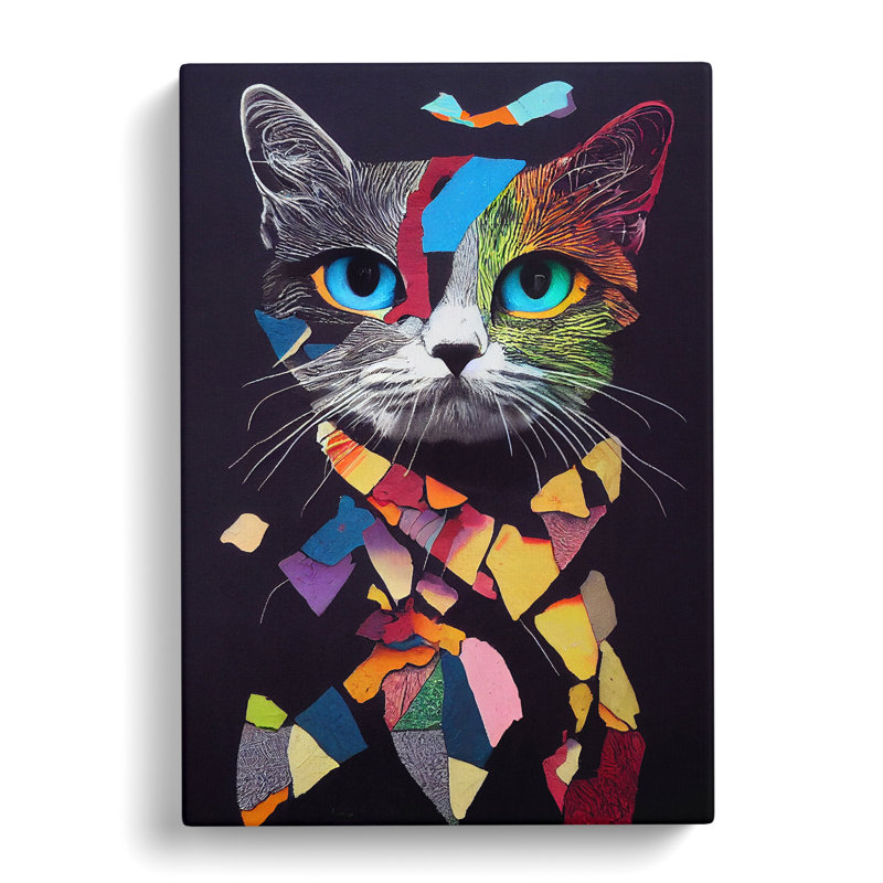 Cat Mixed Media - Wrapped Canvas, 60cm H x 40cm W x 3cm D