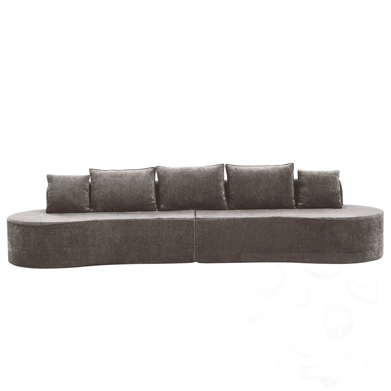 Canapé modulaire courbé Boneless, Polyester brun