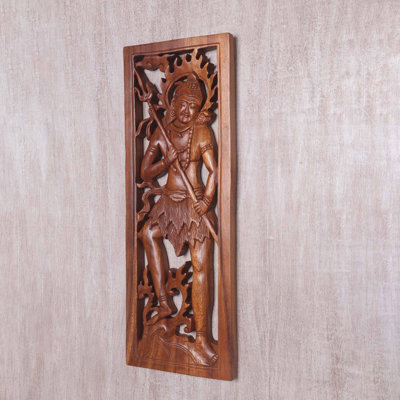 Panneau de suspension murale en bois lord shiva
