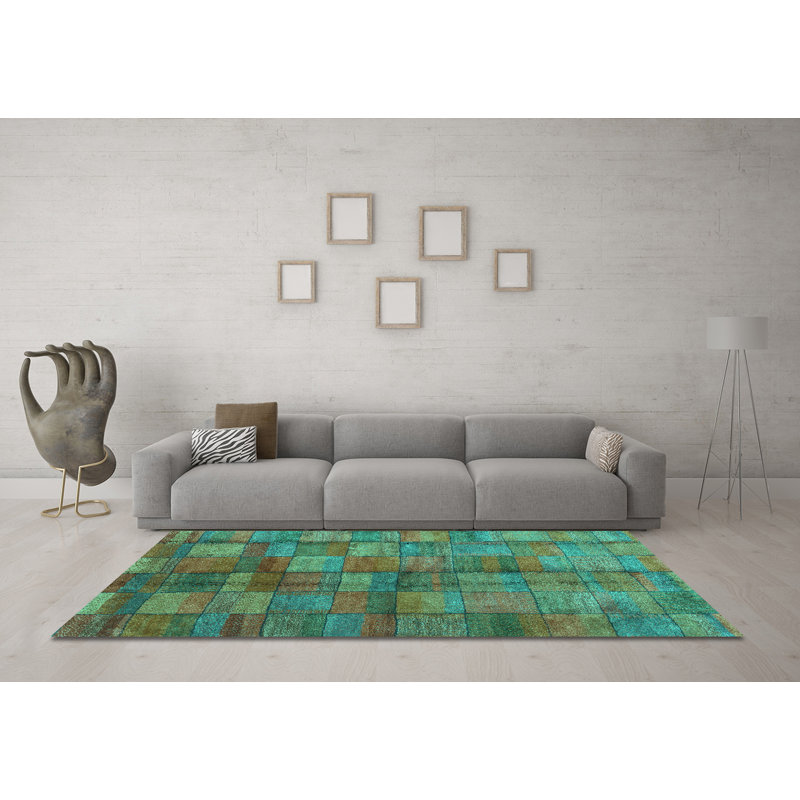 Seith Performance Checkered Indoor Rug, Round 8'