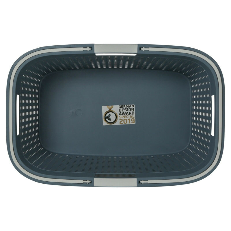 Plastic Laundry Basket with Handles, Blue