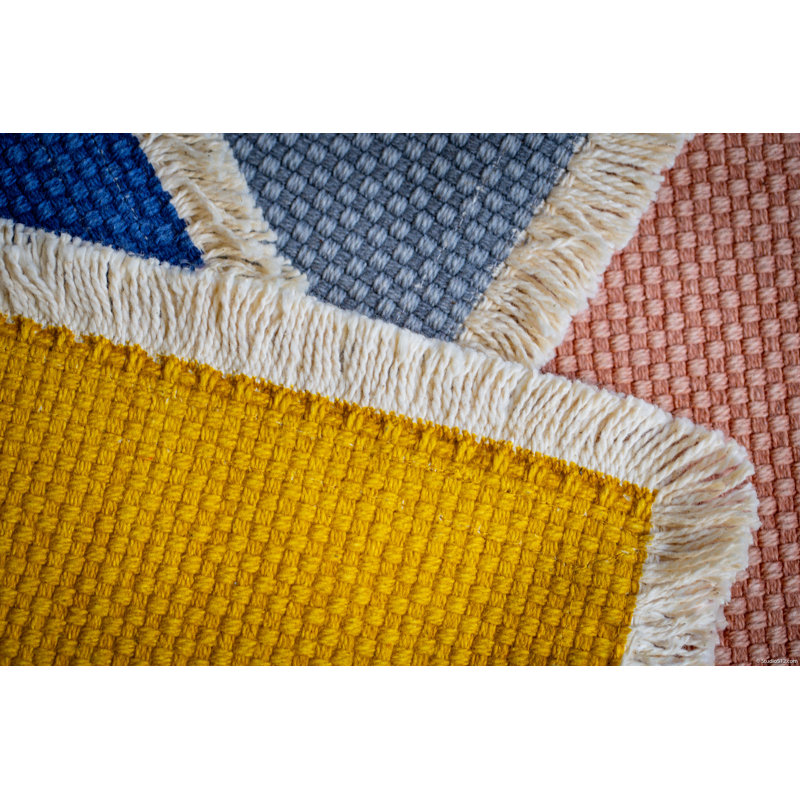 Ochre Yellow Cotton Woven Rectangle Placemats with Fringe Trim - Set of 4