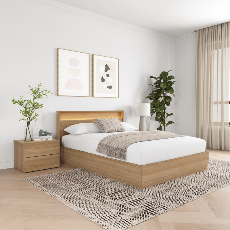 Ensemble de chambre avec grand lit 4 pièces Dechant, Brun
