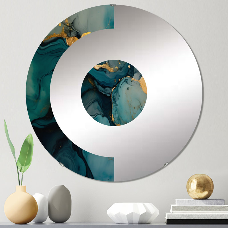 Tzion - Miroir mural demi-cercle, 23,6 po x 23,6 po