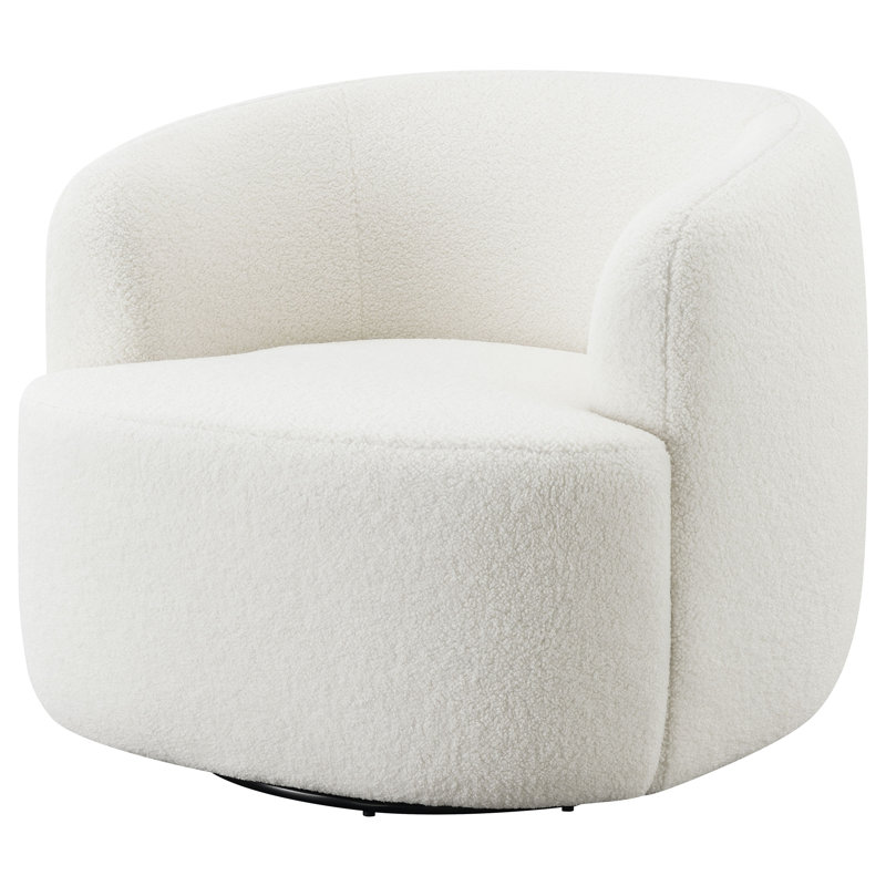 Eadey Faux Sheepskin Upholstered Swivel Chair Natural