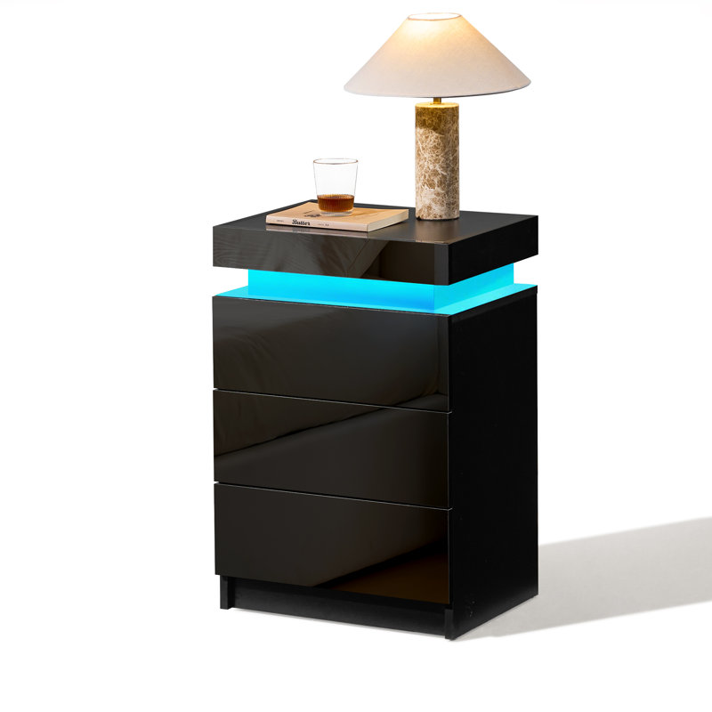 45cm W Manufactured Wood Bedside Table, Black