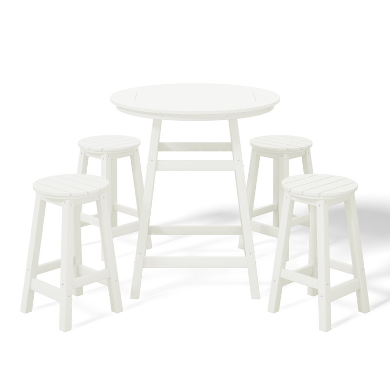 Laguna 5-Piece Round Counter Set, White