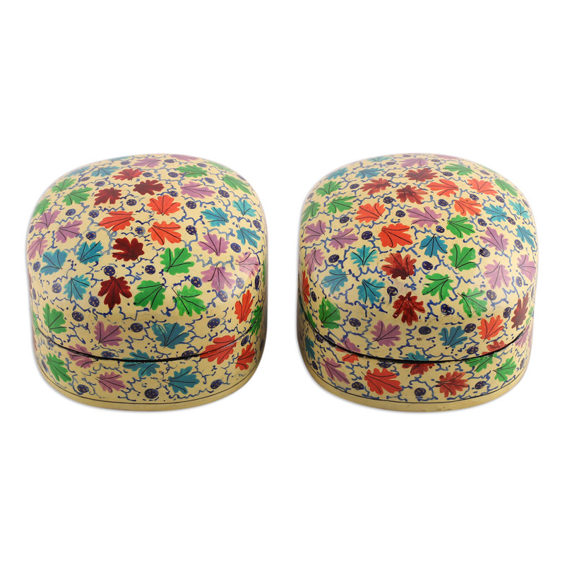Boîte décorative en papier mâché et en bois fabriqué à la main Red Barrel Studio® (paire)