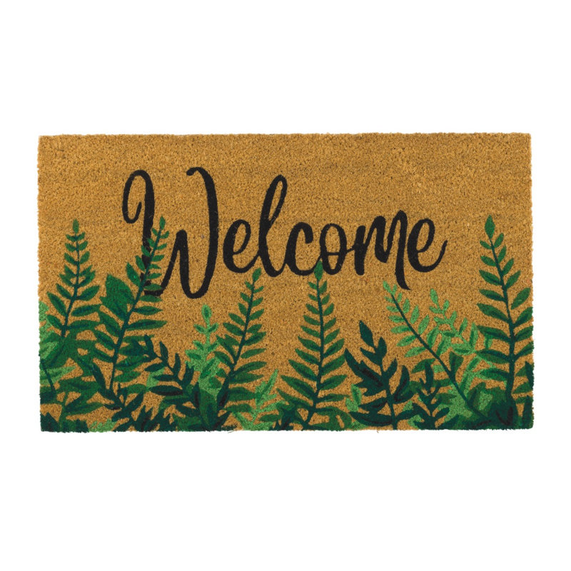 30x18 Natural Coir Fiber and PVC Non Slip Outdoor Doormat with Weather Resistant Textured Surface and Heavy Duty Backing - Fern
