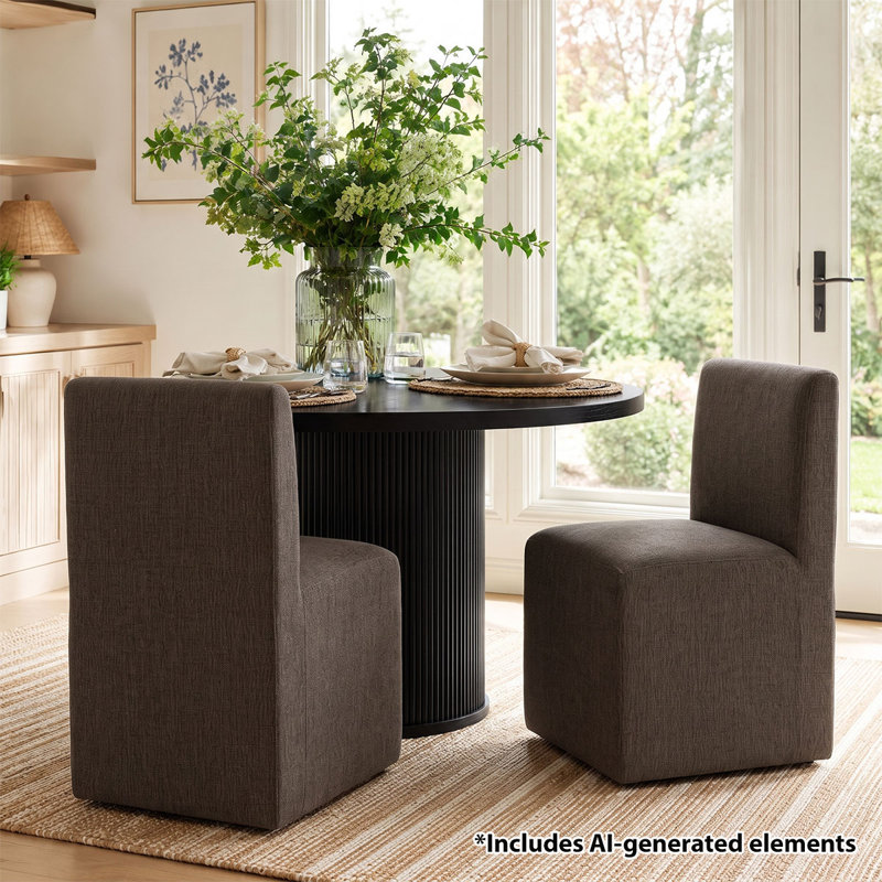 Chaises d'appoint de salle à manger rembourrées Modern Linen, Brun
